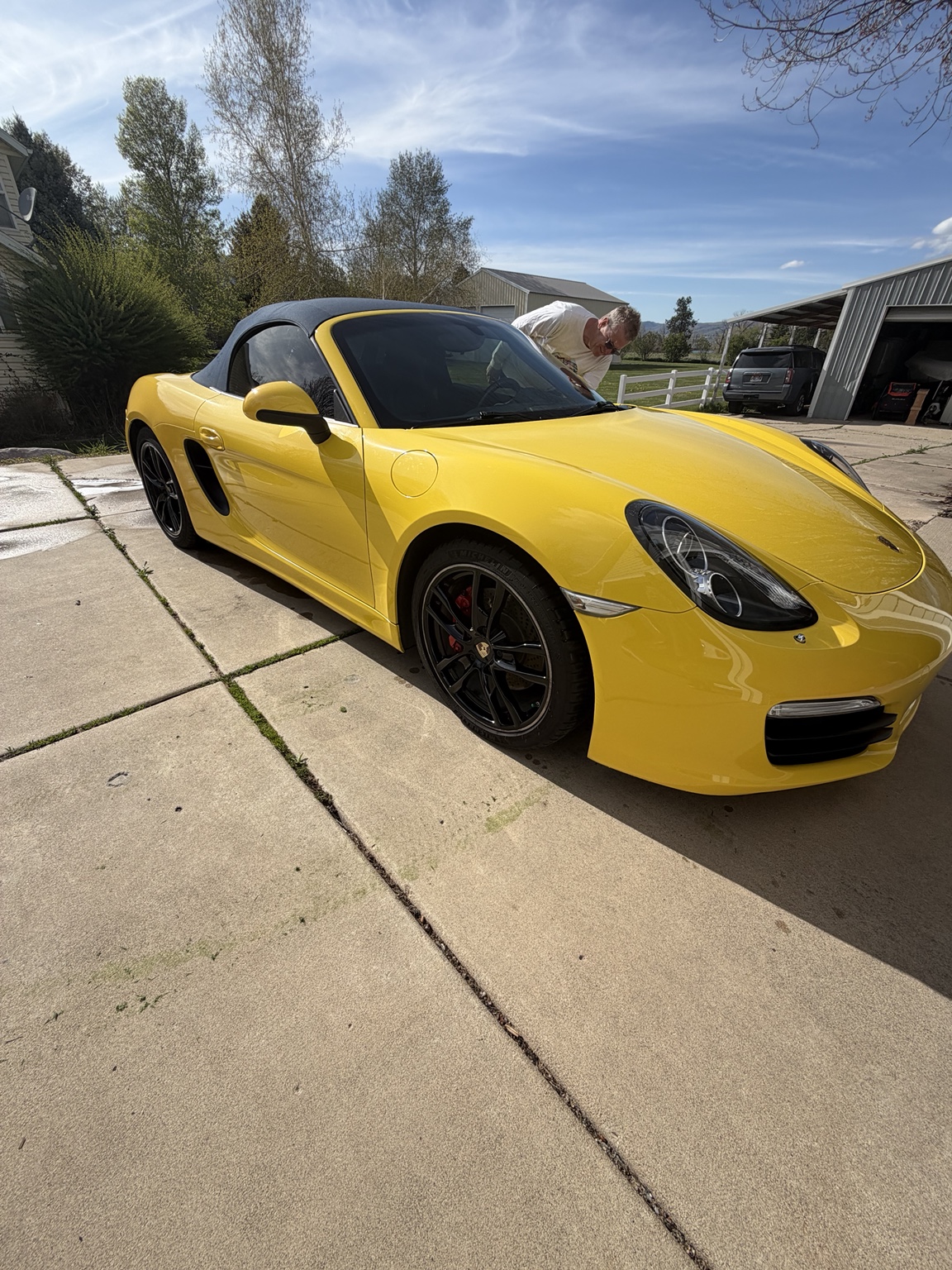 Yellow Porsche exterior after detail